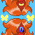 Onsra and Moiety peeking out from the top and bottom of the image. They have red-orange skin, short curly orange hair, one has a blue eye and the other a closed yellow eye.